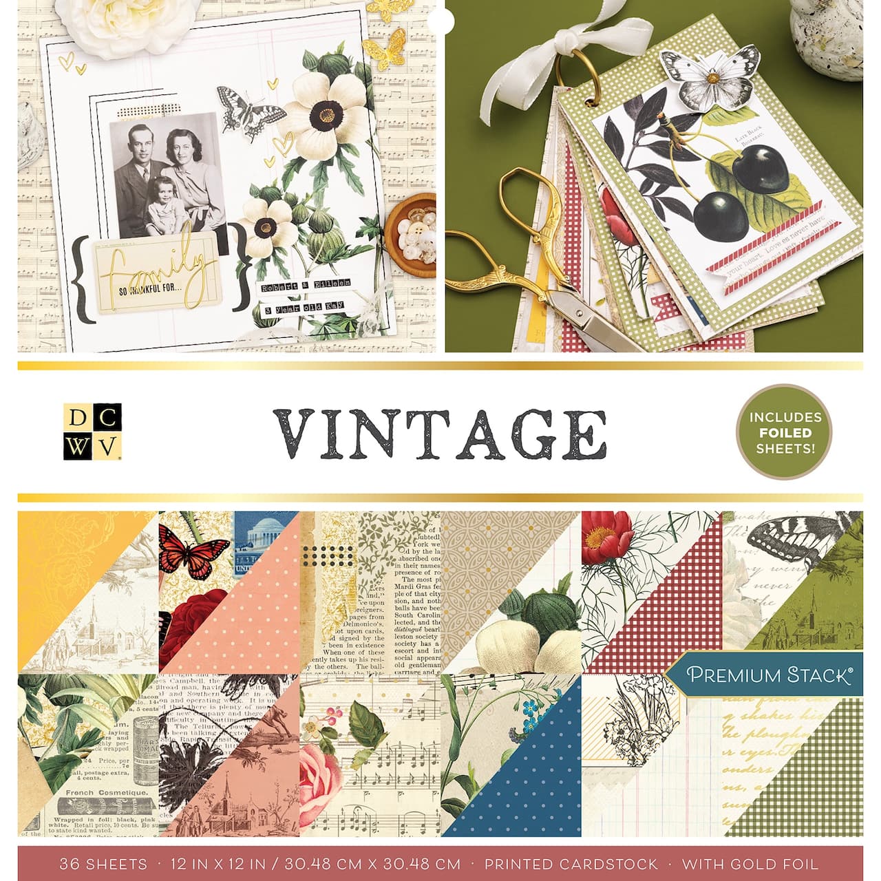 DCWV® Vintage Cardstock Paper Pad, 12" x 12"